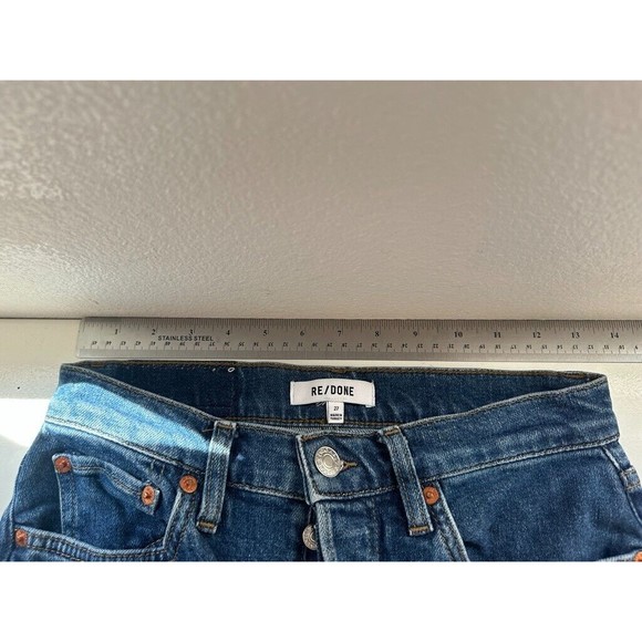 Re/Done Women's 90s High Rise Ankle Crop Button Fly Western Rinse Medium Wash 27 - Picture 9 of 10